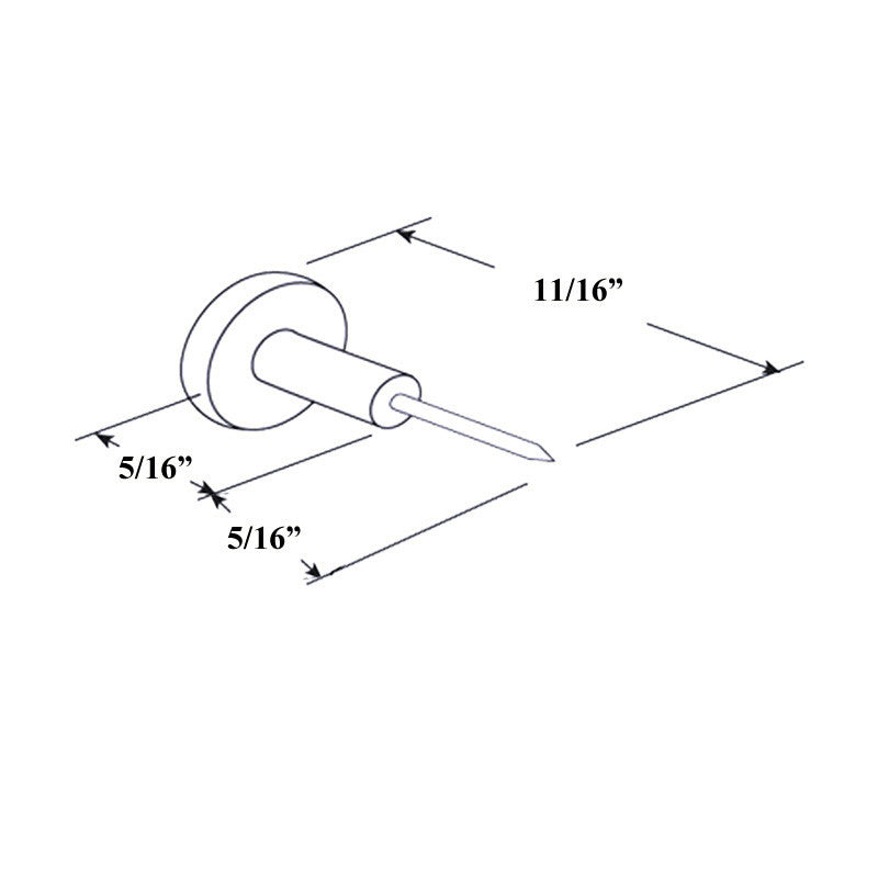 11/16 inch Mini Window Grid Retainer Pin - Clear Plastic