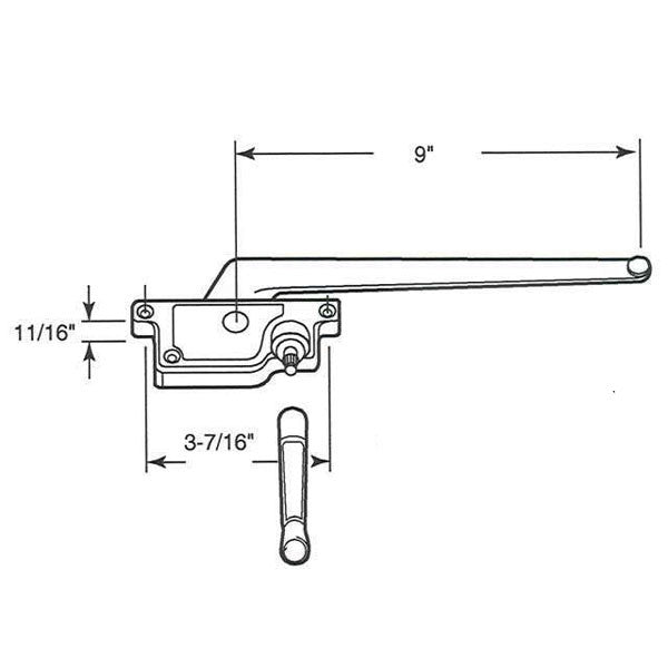 Casement Operator, Wood, 9 inch Arm - Left Hand