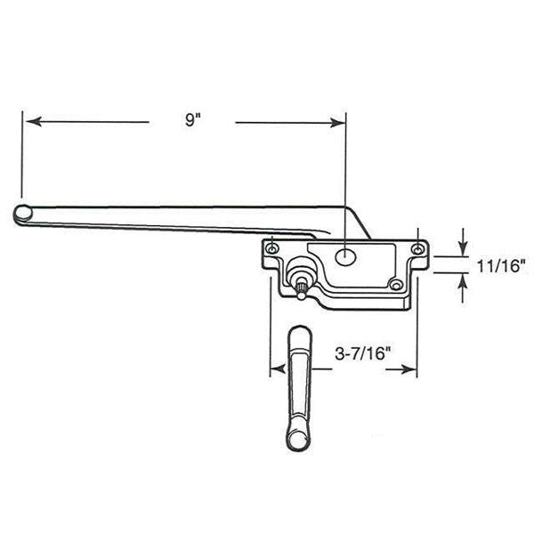 Casement Operator, Wood, 9 inch Arm - Right Hand