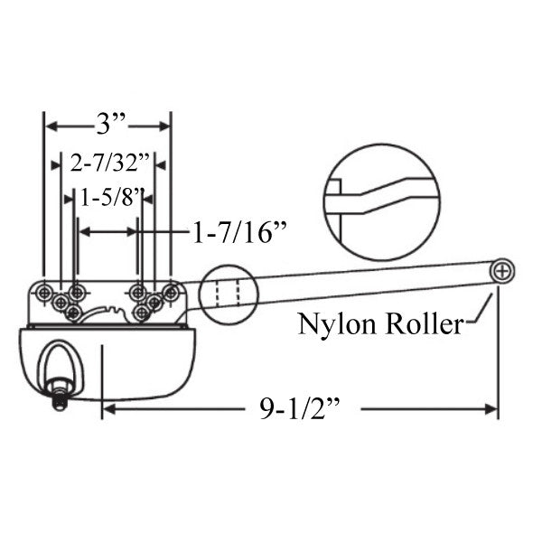 Truth 9-1/2 Single Arm Operator, Offset Arm - White, Right Hand - 55042