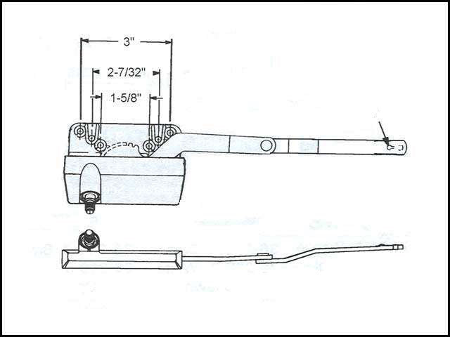 Weathershield Operator, Offset Link, Split Arm, LH Gold *DISCONTINUED*