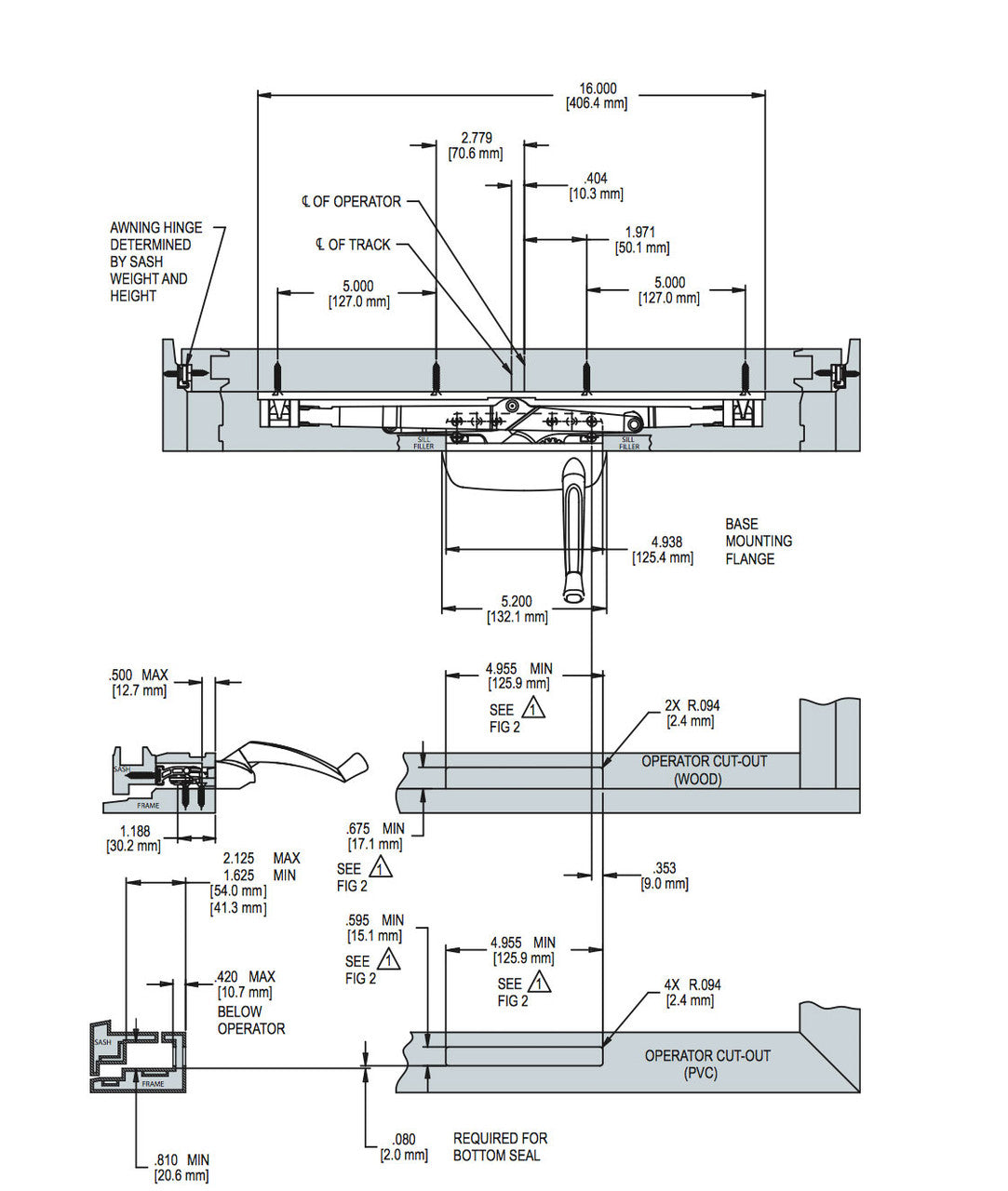 Truth Maxim Awning Window Operator, Sill Mount - White