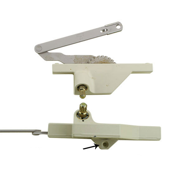 Rear Mounted Dyad Casement Operator with Stability Tab, 5-9/16, Left Hand