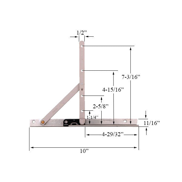 Truth Casement Hinge 4-29/32 Opening, 10 inch Track - Pair