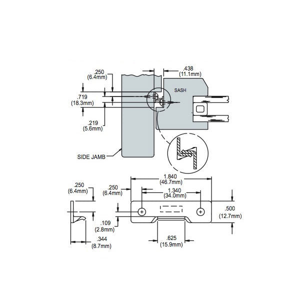 Window Snubber, Concealed Frame & Sash Mount, Sash Anti-Bow