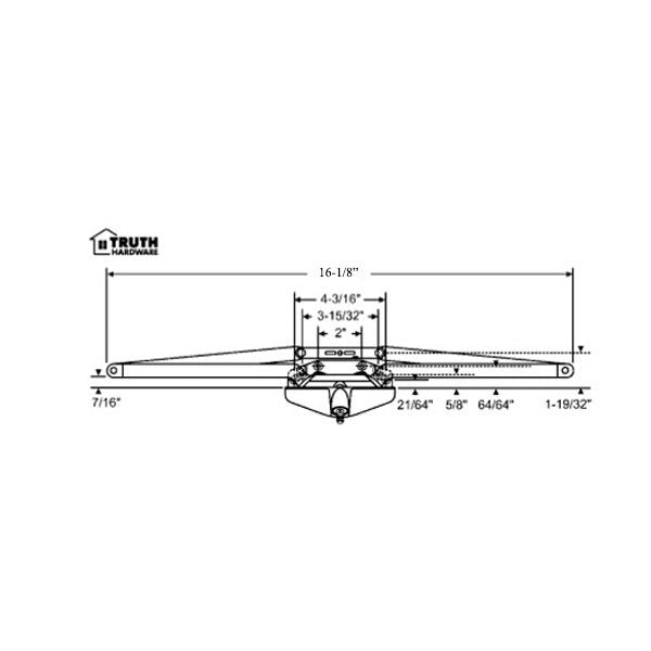 Operator, Roto, 16-1/8 Inch Scissor, Single Hook,