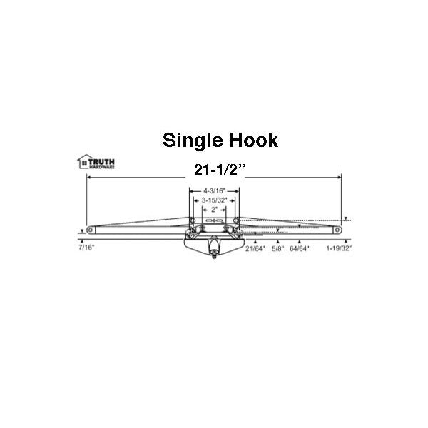 Truth Awning Operator, 21-1/2 Inch Single Hook -