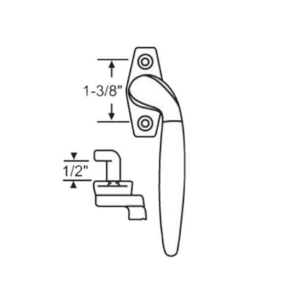 Project-In Handle, 1-3/8 Screw Holes, 1/2” Hook Projection, Right Hand - White Bronze