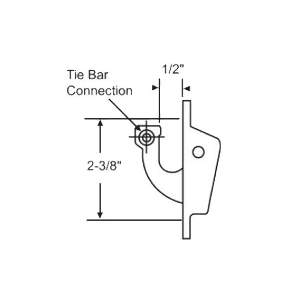 Casement Window Top Locking Latch, Tie Bar, 2-3/8 Inch Screw Spacing - Chestnut Bronze