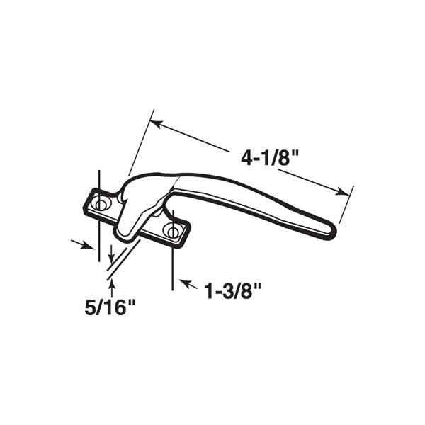 Locking Handle, Casement, 1-3/8”, Right Hand - White Bronze