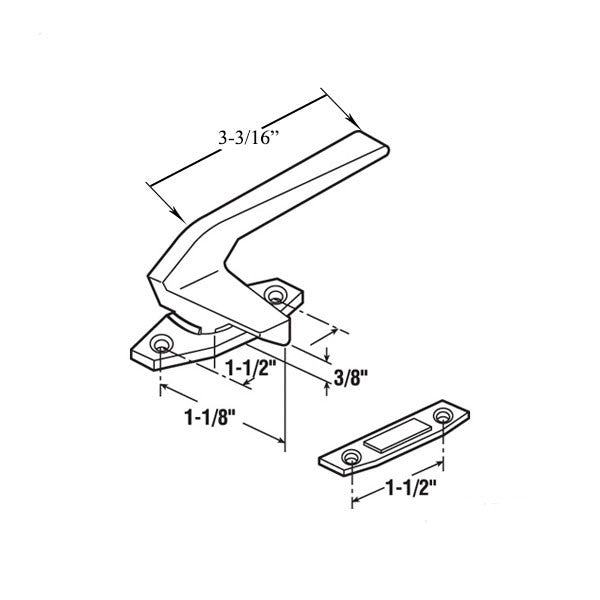 Locking Handle, 1-1/2 Inch Hole Centers, Right Hand - Alumin