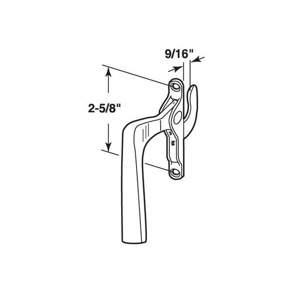 Locking Handle W/ 2-5/8 In Hole Center For Casement Window - Polished White Bronze -Choose Handing