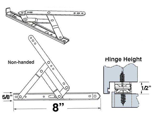 4 Bar Hinges 8 inch Window Track, Truth 34.17 - Stainless Steel