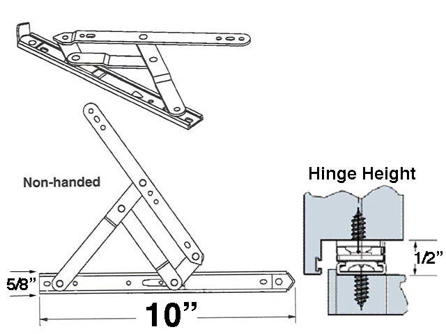 4 Bar Hinges 10 inch Window Track, Truth 34.18