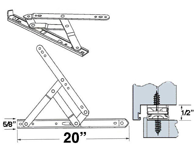 4 Bar Hinges 20 inch Window Track, Truth 34.23 - YDI Steel *DISCONTINUED*