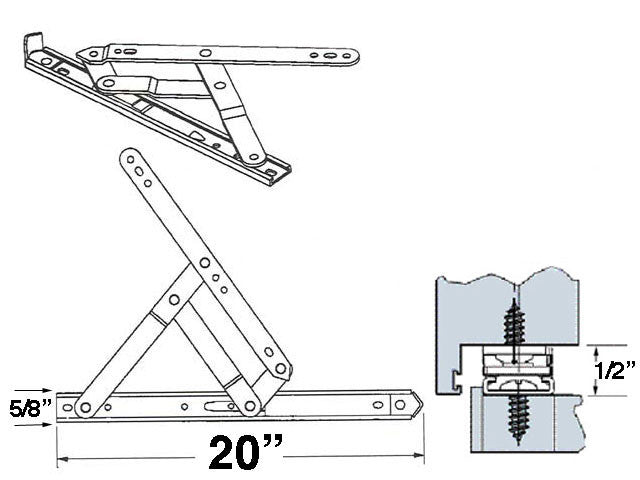 4 Bar Hinges 20 inch Window Track, Truth 34.23 - YDI Steel *DISCONTINUED*