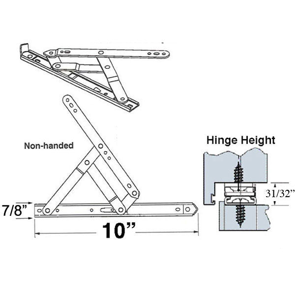 Anderberg 4-Bar Hinge 7/8 x 10 inch Track, with Shim - Aluminum