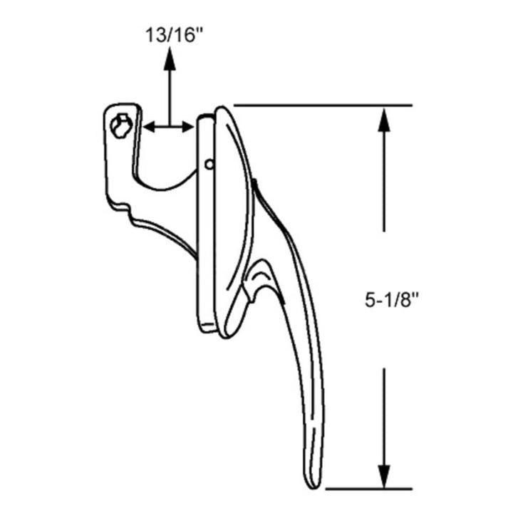 Casement Window Locking Handle with 13/16" Projection Hook - Beige