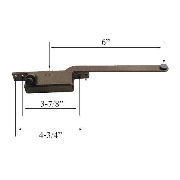 Casement Window Operator, 6" Arm, Left Hand, Square Body, Steel Casement - Bronze
