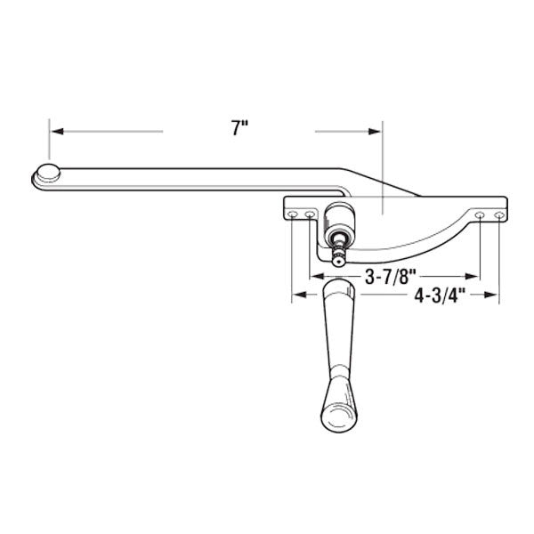 Casement Window Operator, 7" Arm, Right Hand, Teardrop Body, Steel Casement - Aluminum *DISCONTINUED*
