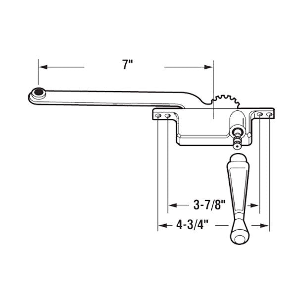 Casement Window Operator, 7" Arm, Right Hand, Square Body, Steel Casement