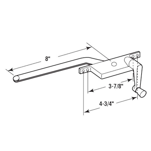 Casement Window Operator, 8" Arm, Right Hand, Square Body, Steel Casement