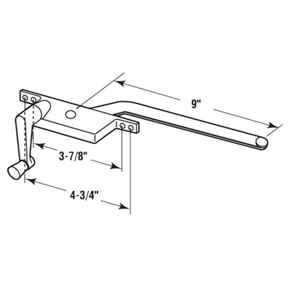 Casement Window Operator, 9" Arm, Left Hand, Square Body, Steel Casement - Light Brown/Bronze Color