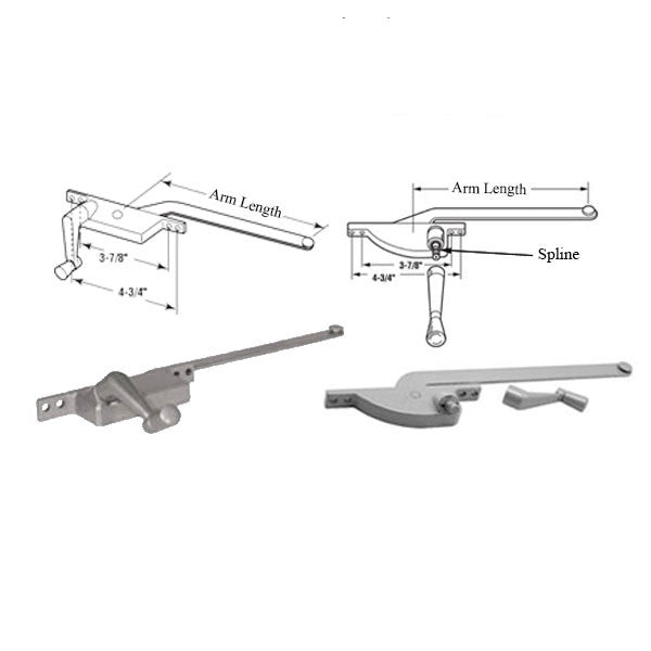 Casement Window Operator, 9" Arm, Left Hand, Square Body, Steel Casement
