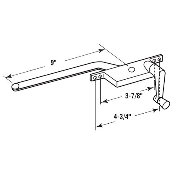 Casement Window Operator, 9" Arm, Right Hand, Square Body, Steel Casement