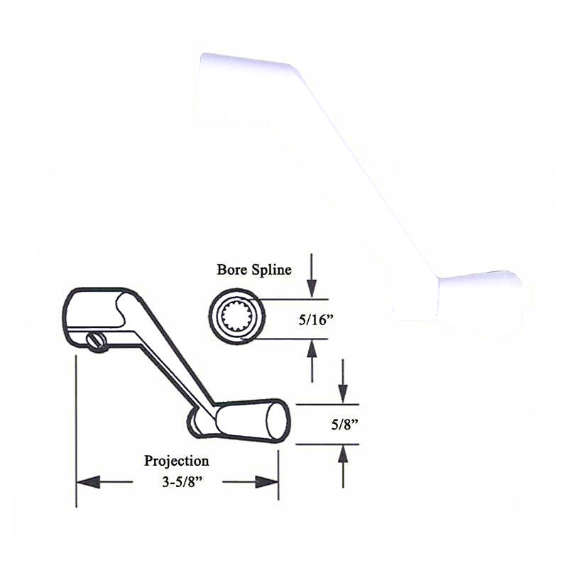 Velux Crank Handle, 5/16 Spline, 3-5/8 Projection - White