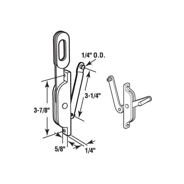 New Style Jalousie or Louver Window Operator, Lever, 3 Link, Right Hand - Aluminum *DISCONTINUED*