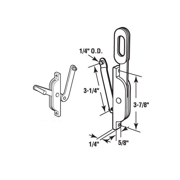 New Style Jalousie or Louver Window Operator, Lever, 3 Link, Left -Aluminum *DISCONTINUED*