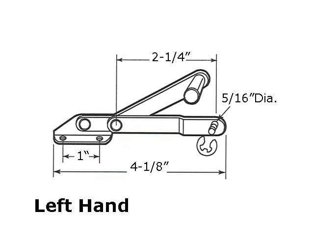 Louver/Jalousie Window Operator, 2-1/4 in. Link, Lever, Aluminum - Left Hand