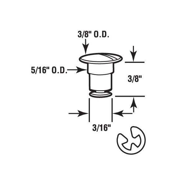 Jalousie And Awning Window Link Groove Pin & E-Clip Pack, 3/16" - Aluminum / Steel