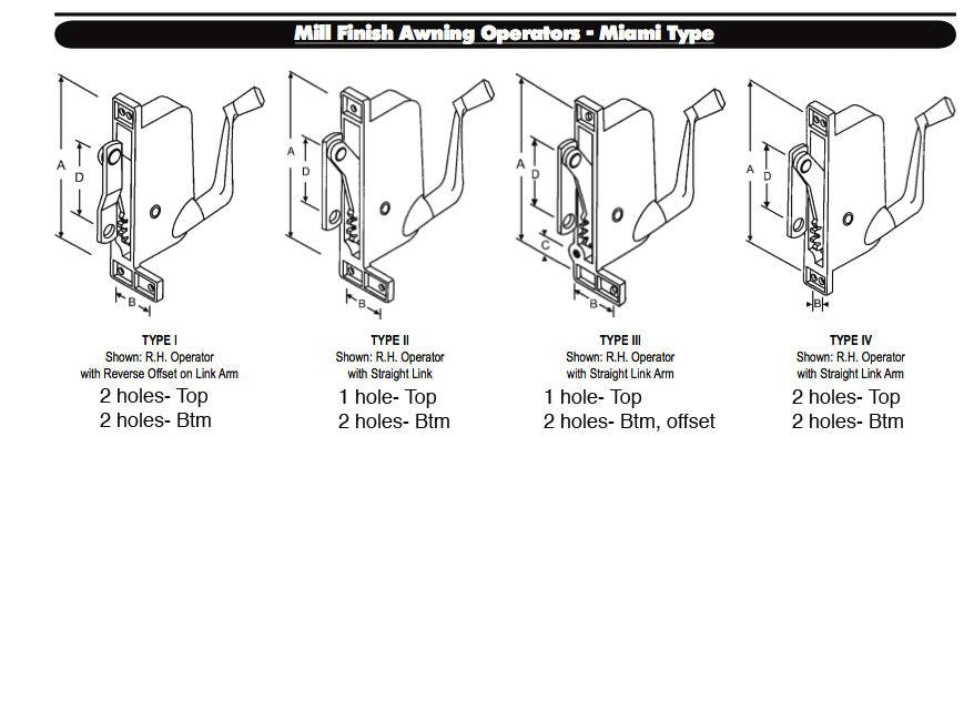 Operator, Type 2 Awning Window, Metal ADJ. Link, L H - Sold Each *DISCONTINUED*