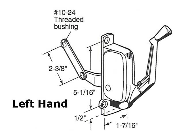 Awning Operator for Old Tucker Windows - Left - Aluminum