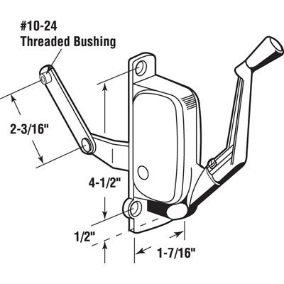 Awning Operator for Old Tucker Windows - Left - Aluminum