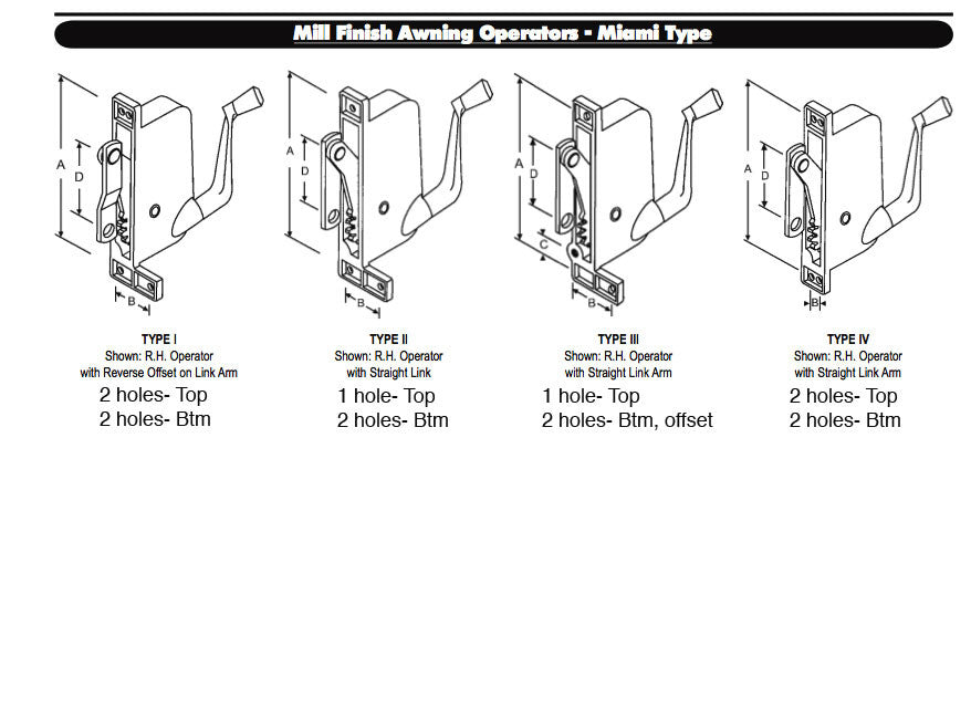 Awning Operator for Old Tucker Windows - Left - Aluminum