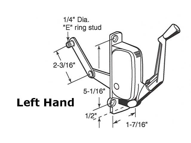 Awning Operator for A.B.C. Windows - Left - Aluminum