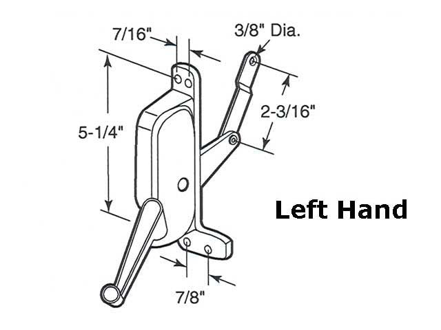 Awning Operator for Ware Windows - Left - Aluminum