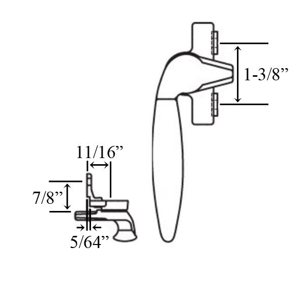 Project Out, Inside Mount Cam Handle, 1-3/8" Screws, Left - White Bronze