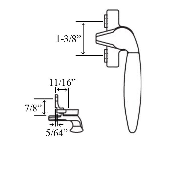 Project Out, Inside Mount Cam Handle, 1-3/8" Screws, Right - White Bronze