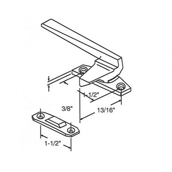 Locking Handle, Casement, 3/8”, Left Hand, Aluminum