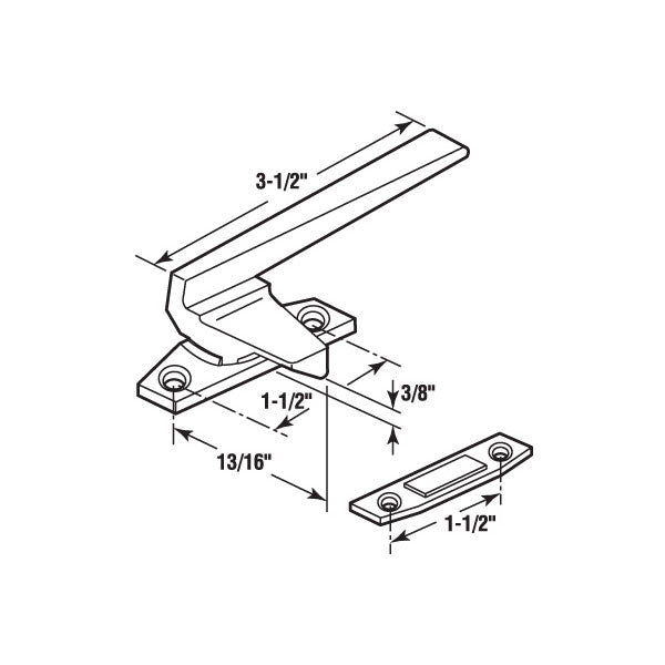 Locking Handle, Casement, Right Hand - Aluminum