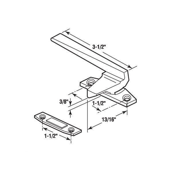 Locking Handle, Casement, Left Hand - White