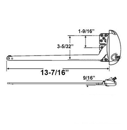 Roto 13-1/2" Single Arm X-Drive, Right Hand, Vinyl Casement Window operator