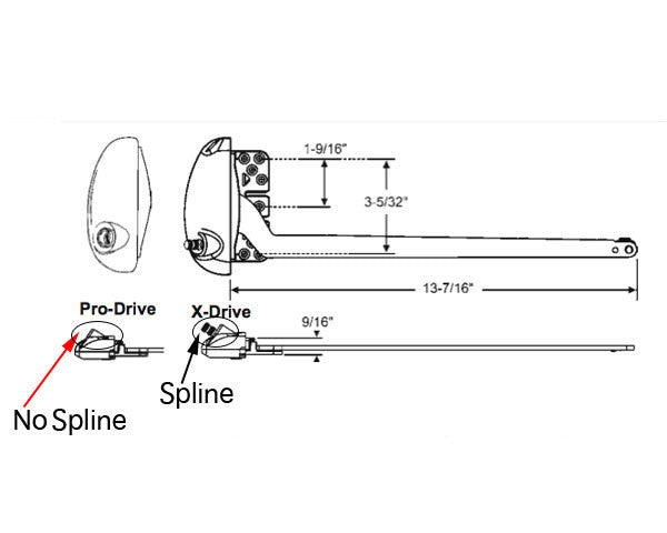 Roto 13-1/2" Single Arm Pro Drive, LH Vinyl Window Application - White