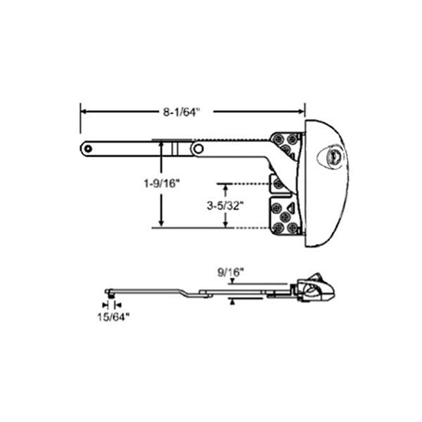Roto 8-1/64" Split Arm, Pro Drive, RH Vinyl Window Application - Blue White