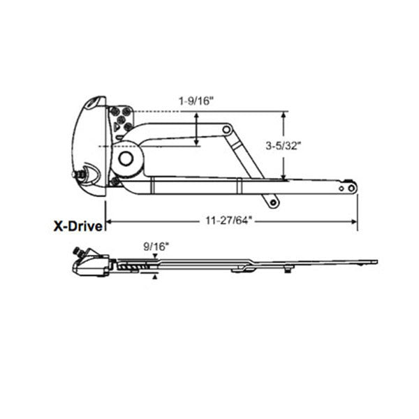 Roto 11-7/16 Dual Arm, X-Drive, LH Vinyl Window Application - White