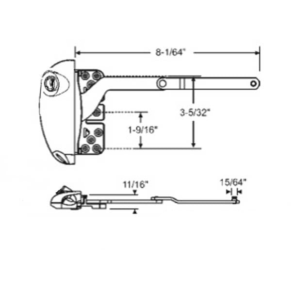 Roto 8-1/64" Split Arm Pro Drive, Inverted Arm, LH For Wood Windows - Almond
